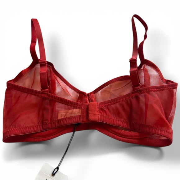 NWT Else Lingerie Bare Minimal Mesh Semi Sheer Underwire Bra | Crimson 32D - Picture 7 of 14